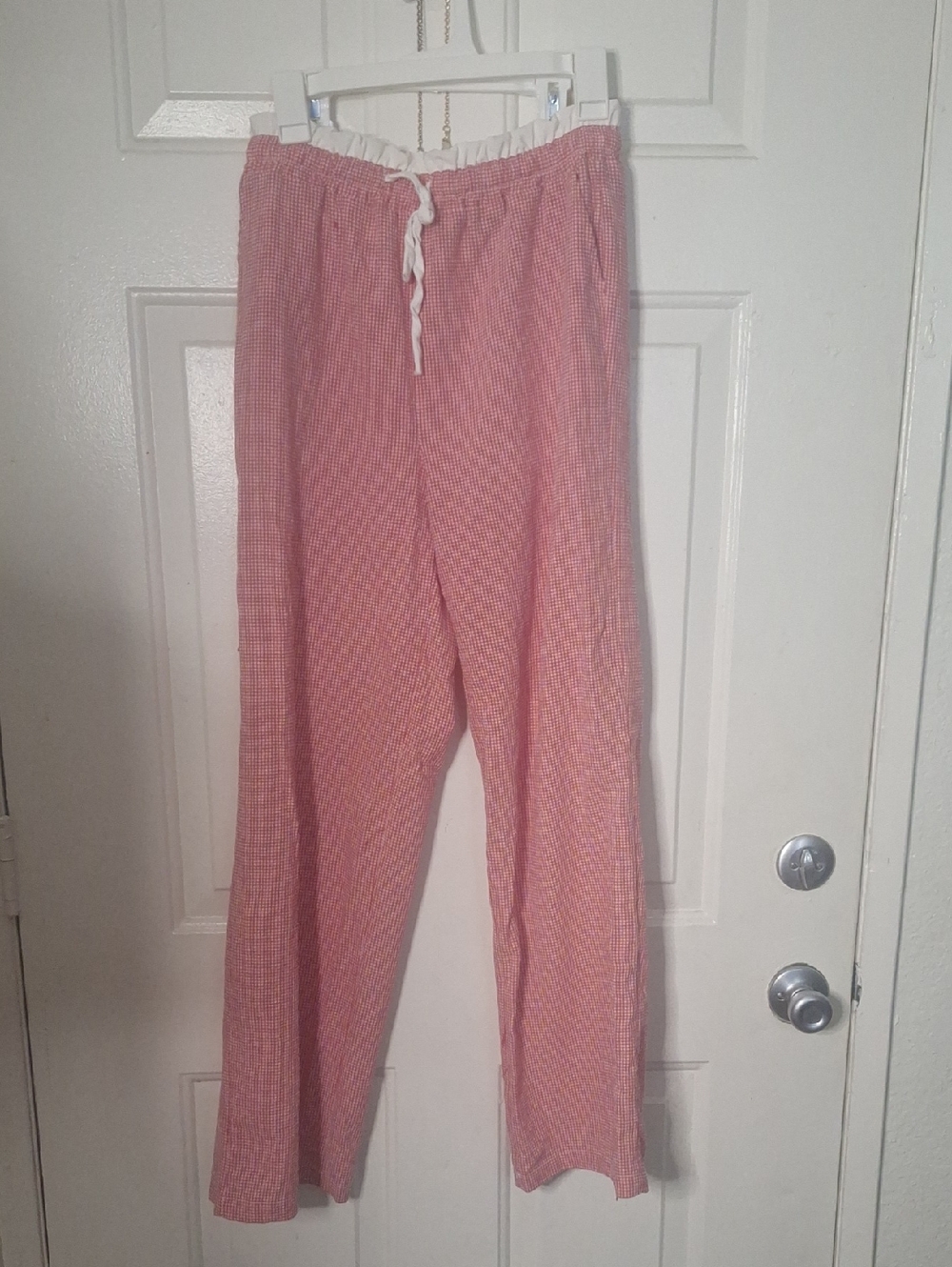 Drawstring Red Checkered  Seersucker Lounge Pants